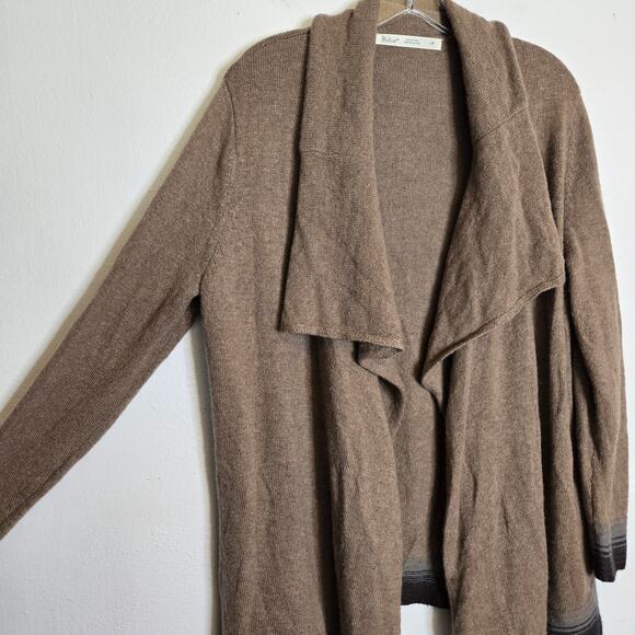 Woolrich Brown Wool Blend Open Front Cardigan Size L Cozy Chic Fall Layering - Picture 4 of 12